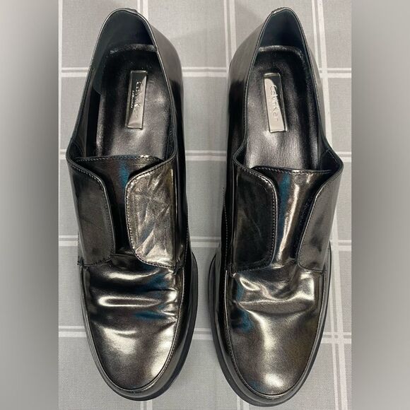 Calvin Klein Collection J4020 Metallic Anthracite Loafer Shoes Italy Size 37.5 - Picture 3 of 14